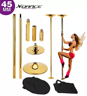 X-Dance Pole 45mm Gold Spinning Stripper Sport Fitness Exercise W Carry Case • $168.50