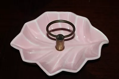 Vintage Miramar Of California Pottery 1957 #745C Pink Leaf Dish Bowl Handle • $30