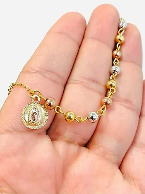 14K Tri-Color Gold Filled Virgen De Guadalupe Bracelets 7.5  / Beads Bracelet. • $17.99