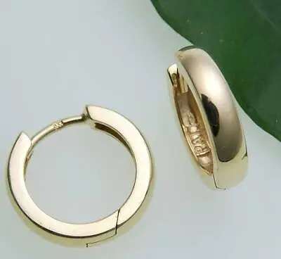 Men's Earring Single Folding Hoop Real Gold 585 Heavy 0 9/16in Yellow 14 Carat • $151.05