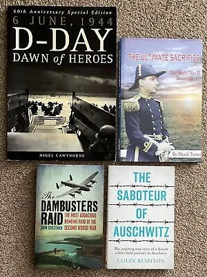 4 X World War II History Book Bundle - Military D-Day Dambusters Auschwitz • £3.20