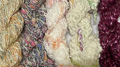 Job Lot Bundle Yarn Wool Crafts Crochet Pom Pom Fancy Slub 5x 10 Meters #220 • £3.49