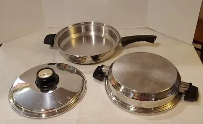 Kitchen Craft West Bend 11  Skillet Pan With Vented Lid & Dome Lid USA WATERLESS • $150