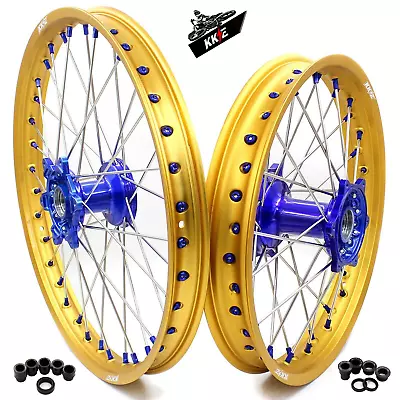 KKE 21  19  Cast Blue Wheels Gold Rims Fit YAMAHA YZ125 2024 YZ250 YZ250F YZ450F • $469