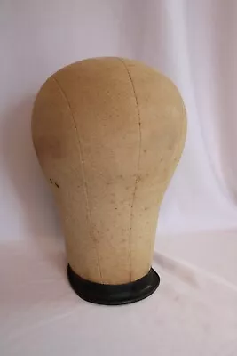 Vintage Canvas Millinery Display Head Mannequin - Wig Hat Block Form Stand • $29