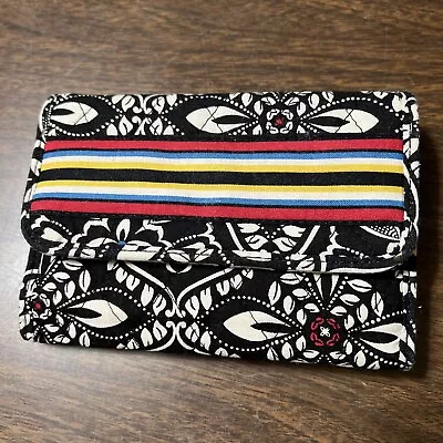 Vera Bradley Barcelona Trifold Wallet Black And White Floral With Color Stripes • $5.60