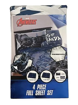 Black Panther King Of Wakanda Avengers 4 Piece Full Sheet Bed Set NEW • $24.99