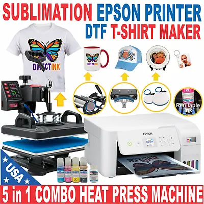Epson Printer With Sublimation Ink Transfer + Heat Press 5 In 1 Start DTF Bund • $725