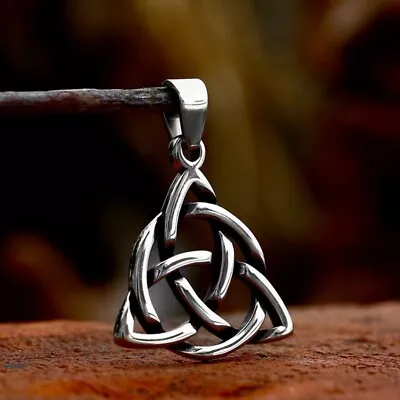 Silver Irish Celtic Triquetra Trinity Knot Pendant Necklace For Men Women 24  • $11.99