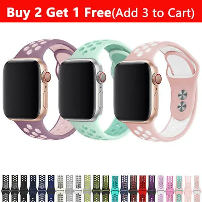 $6.04 • Buy For Apple Watch Strap Band IWatch Series 7 6 SE 5 4 38/40/41/45mm SILICONE Sport