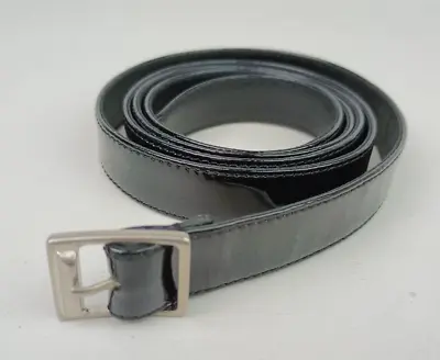 Saint Laurent Paris Women's Black Patent Leather Skinny Belt • $150