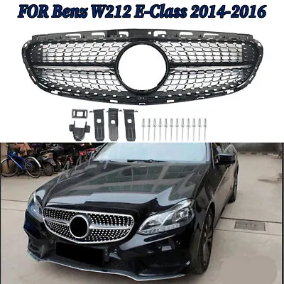 Black Diamond Style Front Grille Grill For Mercedes Benz W212 E-Class 2014-2016 • $85.49
