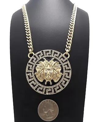 NEW ICE BLING MEDUSA PENDANT & 30  6mm CUBAN CHAIN* • $35.99