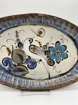 Vintage Ken Edwards Mexican Pottery  OVAL  TRAY / PLATTER   / 16” With Bird • $45