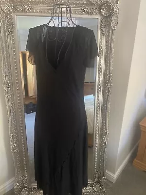 Mexx Black Faux Wrap Dress Size M Short Sleeve • £9