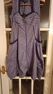 BNWT From QED London Size S Praire Style Checked Dress Pull Ties To Hitch Up • £4