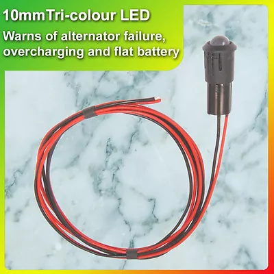 12V Tri-Colour LED Alternator Battery Warning Light Charge Voltage Monitor • £15.95