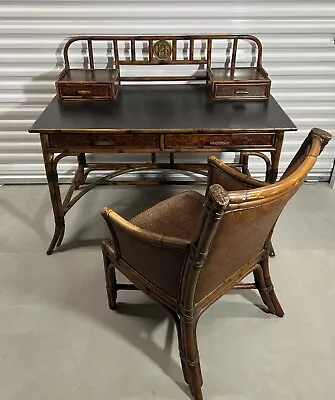 $3297 • Buy Thomasville Furniture Ernest Hemingway Collection Rattan Desk & Chair Set