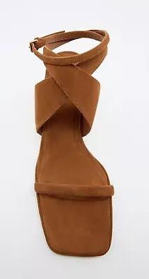 NWT ZARA Suede Kitten Heel Sandals With Buckle Wraparound Strap  2305/010 Size • $69.99