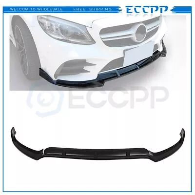 Front Bumper Lip For 2015-2018 Mercedes Benz W205 C-Class C63 AMG Gloss Black • $59.65