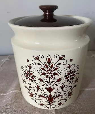 Vintage Ceramic Jar Canister Cream With Brown Flowers 8” Tall • $27