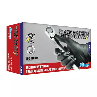 Tgc Black Rocket Nitrile Disposable Glove 100pk Size M 130002 • $26