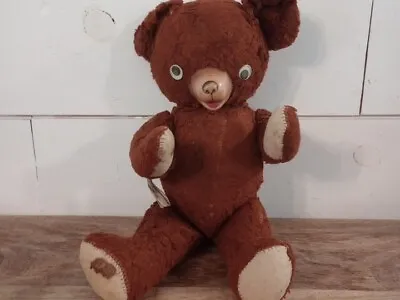 Vintage Gund Jointed  Rubber Snout Googly Eyes Brown Very Loved Teddy Bear 15  • $30