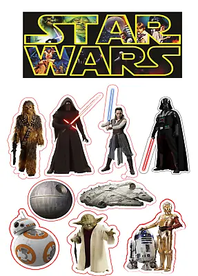 STAR WARS Edible Cake Decoration Cupcake Toppers A4 Icing/Wafer • £4.29