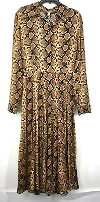 Michael Kors Women Python Crushed Silk-Georgette Shirtdress Silk Natural $2690 6 • $401.88