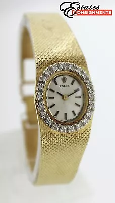 Vintage Rolex 14k & Diamonds Cal 1400 Ladies Watch • $2995