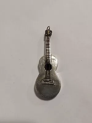 Vintage Sterling Silver Mexican Guitar Pendant Pre-1948 • £53.52