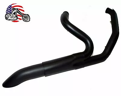 Black High Output Adjustable 2 Into 1 Exhaust Pipe Header Harley Touring Bagger • $299.95