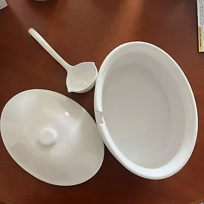 Secla Made In Portugal White Porcelain Tureen With Ladle • $15