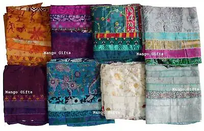 Vintage Silk Sari Recycled Scarf Scarves Patchwork Women Stoles Wholesale 6 Pcs • $27.50