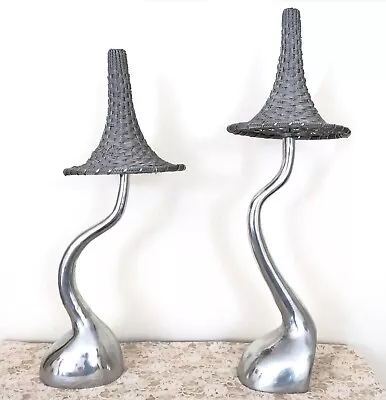 Pair Of Mid Century Modern Chrome Table Lamps • $355.50