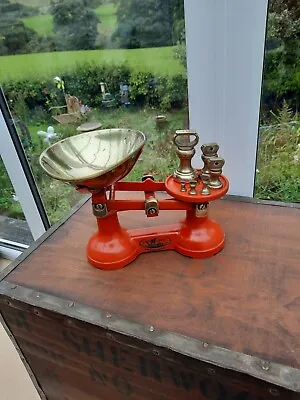 £35.99 • Buy  Vintage Cast Iron, Viking  Red ,Kitchen Scales With Weights 