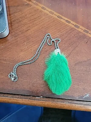 Vintage Lucky Charm Rabbit’s Foot Keychain Green 2.5  • $9.99