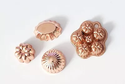 4pc COPPER Ware MINIATURE Heavy CAST CAKE Or JELLO MOLDS BUNDT CUPCAKE Etc • $7.99