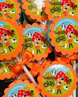 $24.95 • Buy 24 X Personalised Farm Boy Tractor Lollipops / Loot Bag Fillers / Party Favors