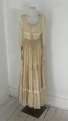 Vintage Gunne Sax Ivory Paisley Victorian Revival Prairie Dress Size 11 • $300