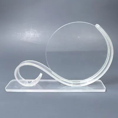 Vintage Art Deco Picture Frame Curled Acrylic Lucite For 4  Round Photo • $50