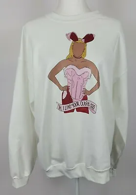 Vintage Gildan Size L Sweatshirt Lady Wearing Bunny Costume White Long Sleeve  • $22.50