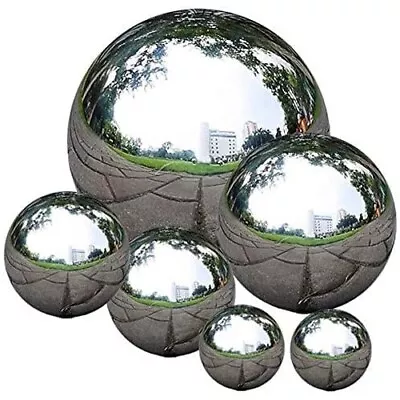 Mirrored Silver Gazing Balls Polished Steel Reflective Spheres Garden Decor 6pk • £20.99