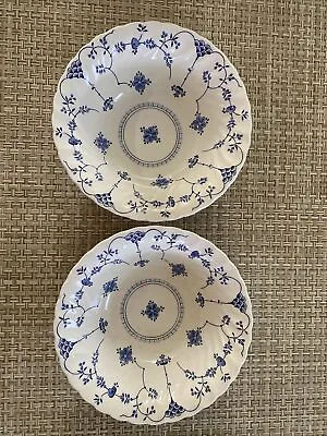 2 Myott Finlandia Staffordshire Ware England Vegetable Serving Bowls Blue White • $29.99