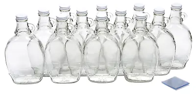 - FSJ-12-SB 12 Ounce Glass Maple Syrup Bottles With Loop Handle & White Metal Li • $48.09