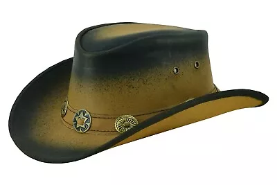Lesa Collection Kids Leather Hat For Cowboy Cowgirl  Outback Western  Hat  Smoke • $34.99