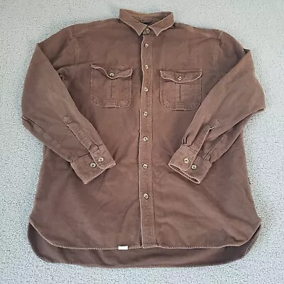 Cabela's Shirt Mens XLT Tall Brown Chamois Long Sleeve Heavyweight Chest Pockets • $19.97