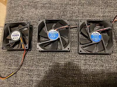 3x Zalman Computer Case Fans 92mm & 80mm All 3 Pin Plugs • £10