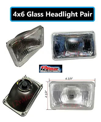 1 PAIR 4x6 SEMI SEALED CLEAR GLASS H4 CONVERSION HEADLIGHT REPLACEMENT HL04X2 • $897.74