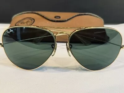 Vintage - Ray Ban  Aviator Style Sunglasses #62014 With Case 62MM UV-Lens Mint • $60